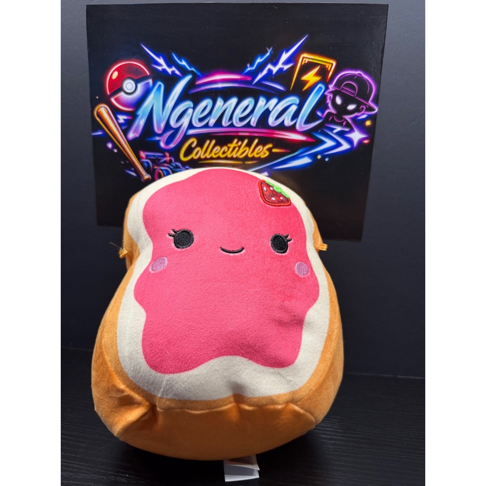 Squishmallows Kellytoy Strawberry Jam Toast Plush Food Squad Orange Pink 8 inch